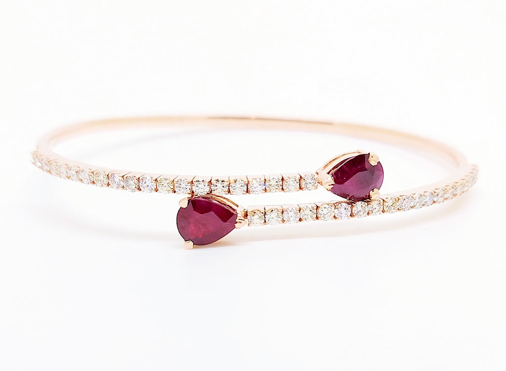 OPEN TWISTED CUFF BRACELET RUBY AND DIAMOND AD NO. 2649