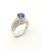 Round Blue  Sapphire And Diamond Ring In 18k White Gold(AD NO 2786)