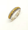 Triple Row Yellow & White Diamond Eternity Ring  In 14k White/Yellow Gold