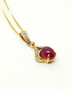 Oval Uncut Ruby Pendant With Diamond Bail In 14k Yellow Gold