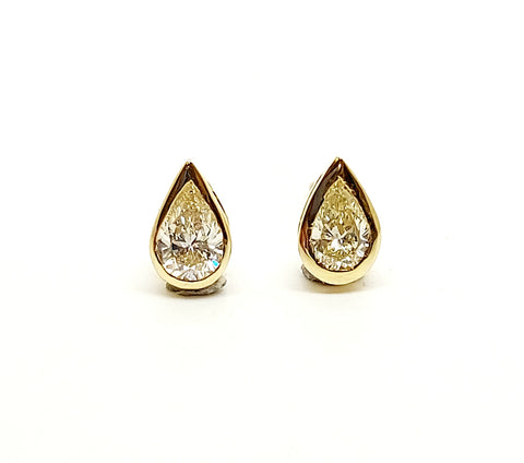 Diamond Pear-Cut Stud Earrings In 14k Yellow Gold