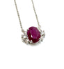 Oval Ruby And Diamond Pendant In 14k White Gold