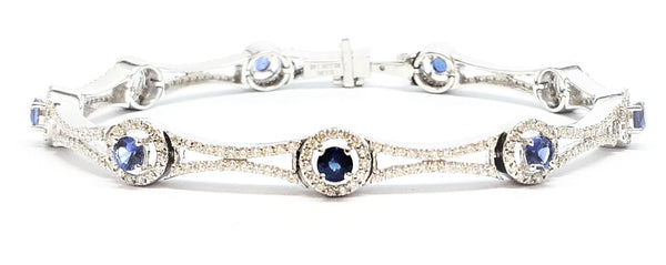 Sapphire and Pave Diamond Halo Bracelet