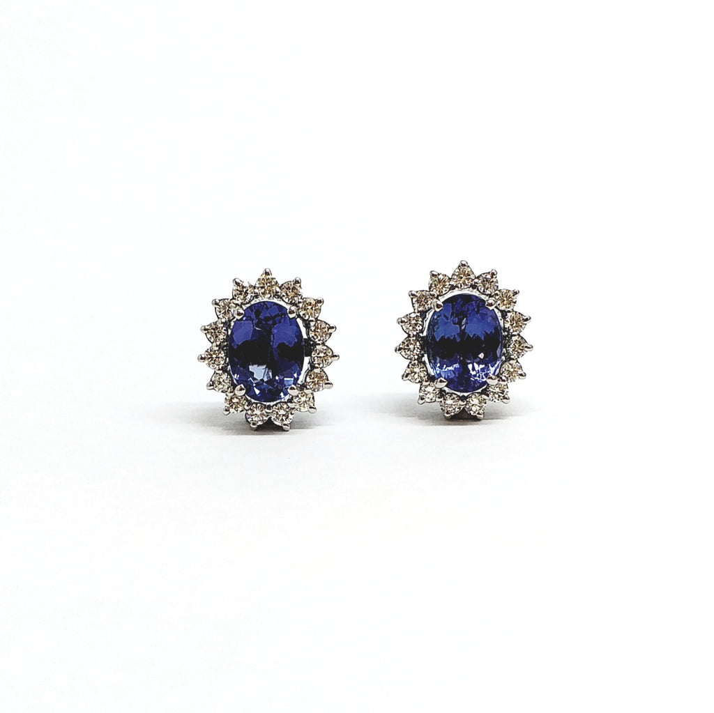 Tanzanite and  Diamond Stud Earrings