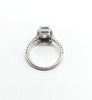 Emerald Cut Aquamarine Ring with Diamond Halo in 14k white Gold,AD NO 2106