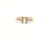 Mini Diamond Open  T  Stackable Fashion Ring in 14k Rose Gold