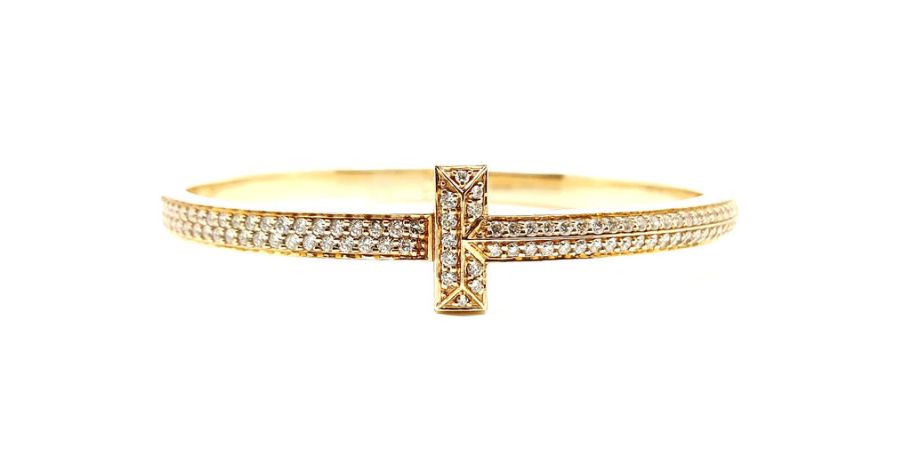 Diamond T Pave Bangle in 14k Rose Gold AD No. 2216