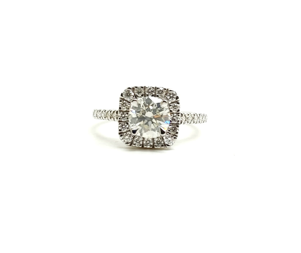 Halo Diamond Engagement Ring in White Gold