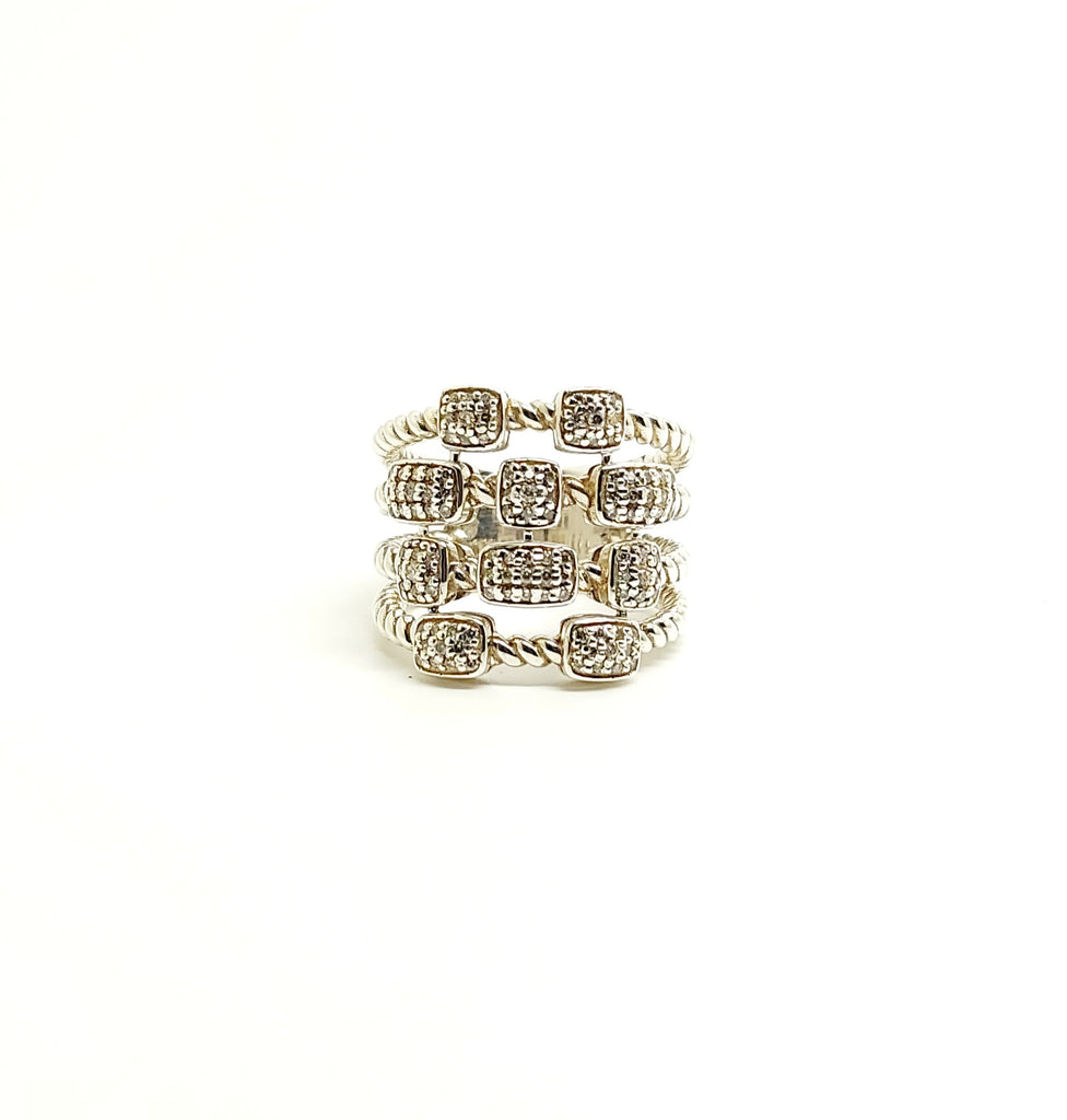 Pave 4 Row Ring in 92.5 Silver