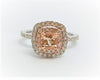 Morganite Ring with Double Diamond Halo and Jacket Band in 14k Rose Gold