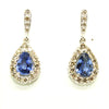 Large Blue Sapphire(ceylon)Diamond Cluster Drop Earring Ad No. 1021