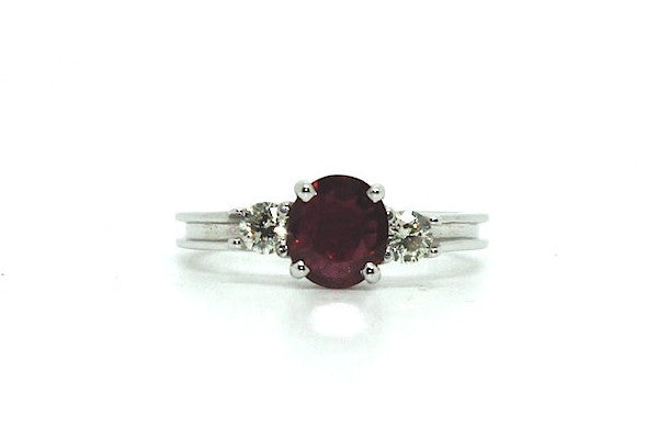 Ruby & Diamond Classic 3 Stone Ring Ad No. 0830