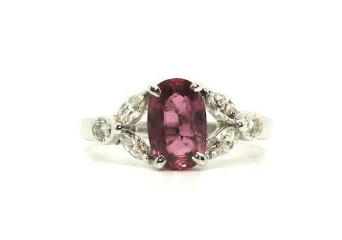 Pink Sapphire & Marquee Diamond Ring / Item Code: RNG 4