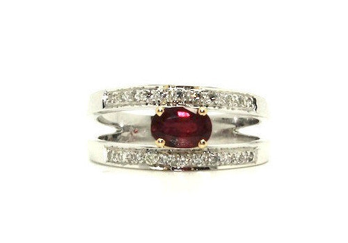 Ruby & Diamond Parallel Ring AD No. 0484