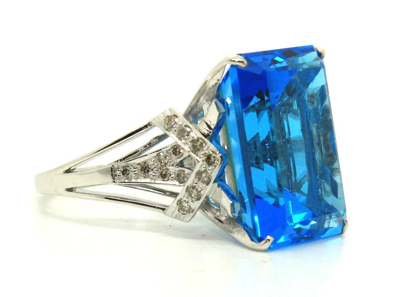 Blue Topaz & Diamond Arrow Ring /Item code: RNG 10