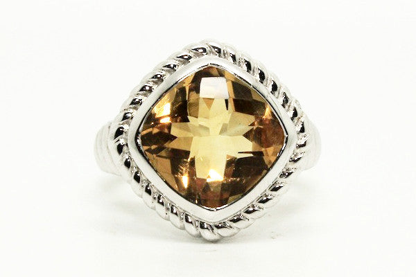 Citrine Rope Silver Ring