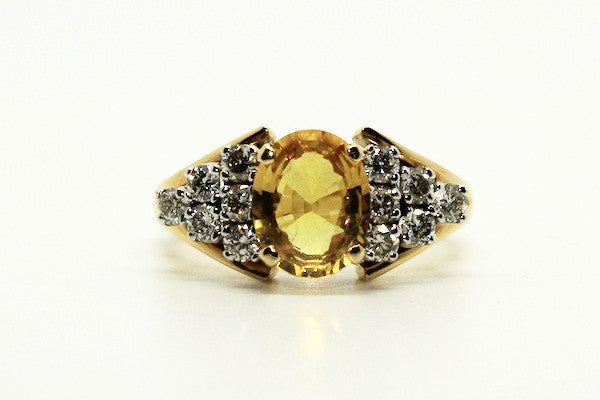 Yellow Sapphire And Diamond  Ring/ Item Code: RNG 4