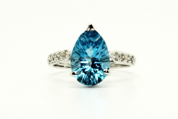 Blue Topaz & Diamond Classic Ring AD No. 0746