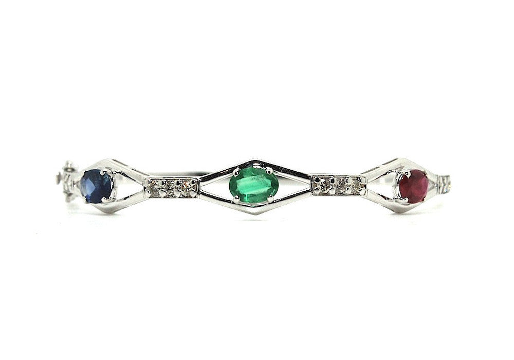 Ruby Emerald Sapphire & Diamond Bangle /Item code:BNG2