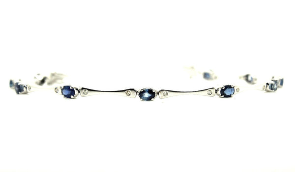 Blue Sapphire And Diamond Bone Bracelet Ad No.1118