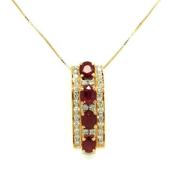 Ruby And Diamond Parallel Bar Pendant Ad No.0608