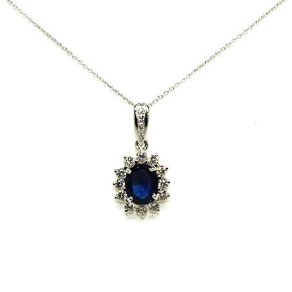 Blue Sapphire And Diamond Pendant AD No. 0620