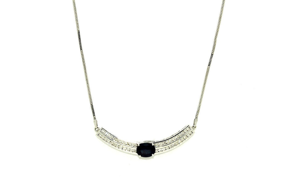Blue Sapphire & Diamonds Necklace AD No.0630