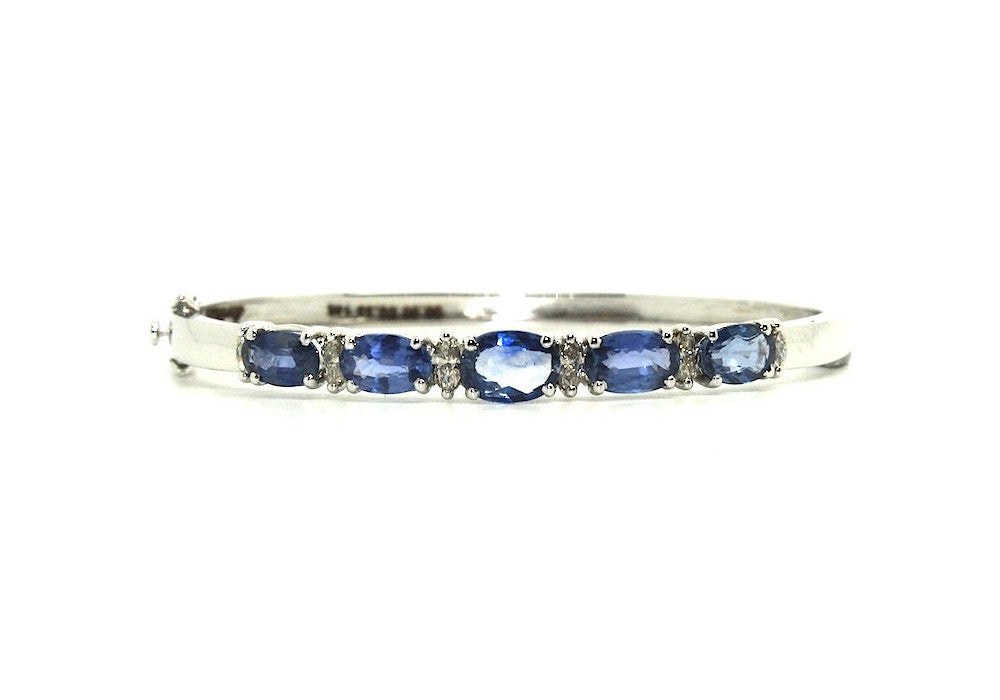 Ceylon Sapphire And Marquee Diamond Bangle /Item code:BNG3