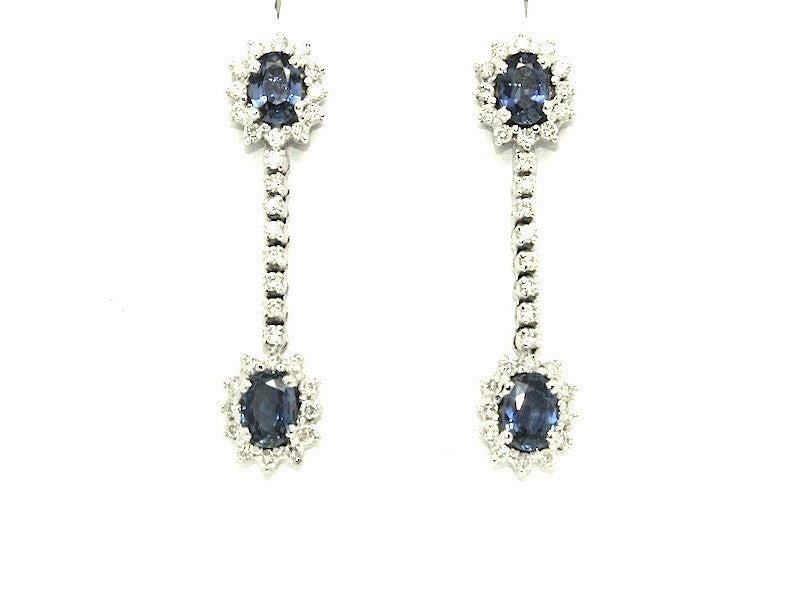Halo Blue Sapphire And Diamond Dangle Earring Ad No. 0793