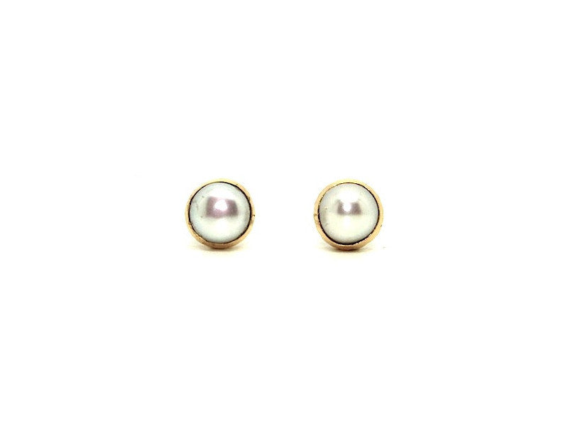 Hammered Pearl Studs