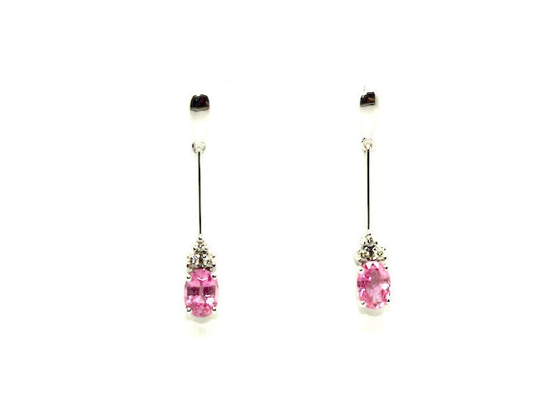 Pink Sapphire And Diamond Stick Drop Earring Ad No. 0786