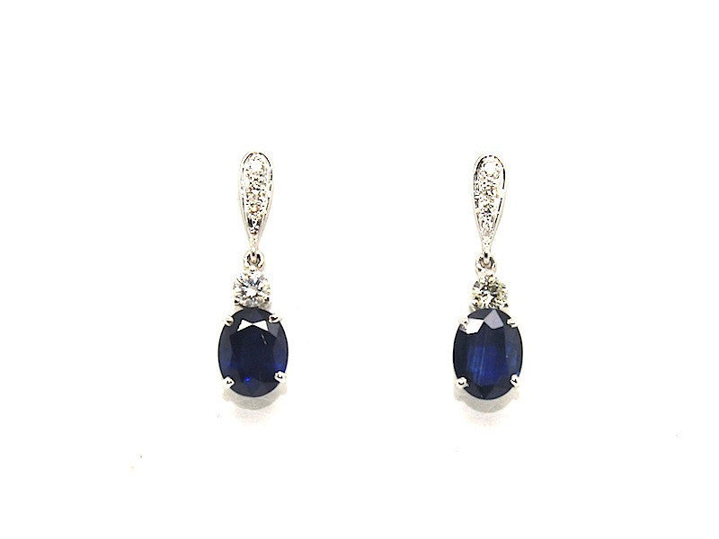 Classic Blue Sapphire And Diamond Drop Earring Ad No. 0994