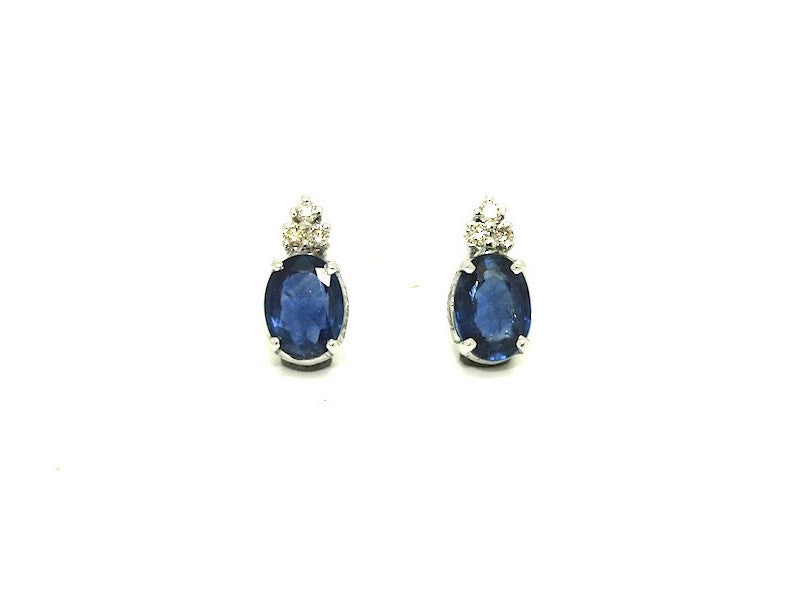 Blue Sapphire And 6 Diamond Earring Ad No .0878 (6/8mm)