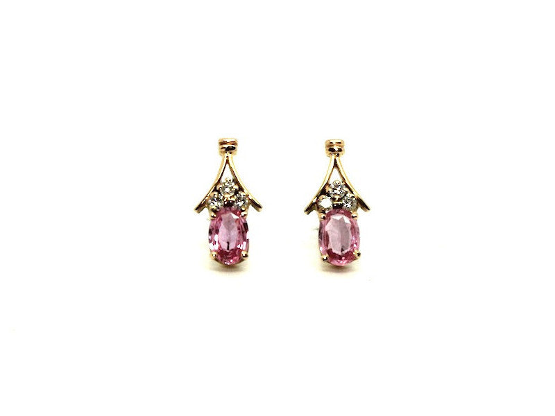 Pink Sapphire And Diamond Rope Stud Ad No.0183 (5/7mm)