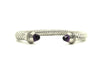 Twisted Rope Wire Bangle-Amethyst & Diamond(7mm)