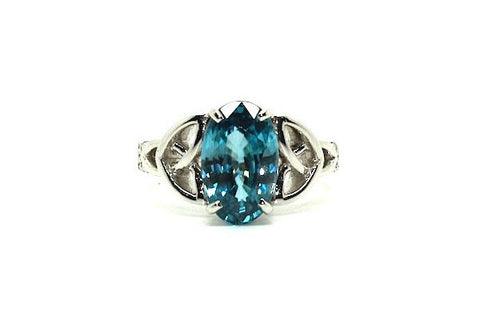 Blue Zircon & Diamond Celtic Ring Ad No.0826