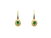 Emerald And Halo Diamond Euro Wire Earrings/ Item Code: ER5