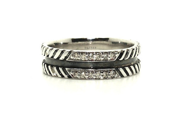 Rope Pave Band Ring With Diamonds(7mm)