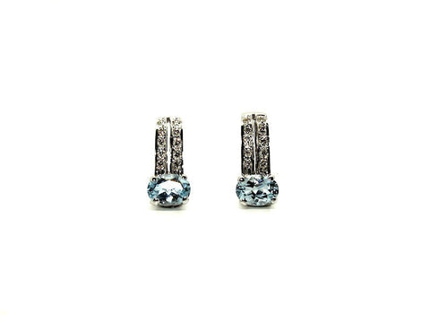 Aquamarine And Diamond Double Bar Earring Ad No.0216