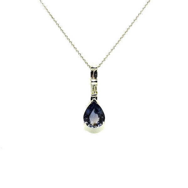 Fancy Sapphire And Baquette Diamond Pear Shape Pendant Ad No.0559