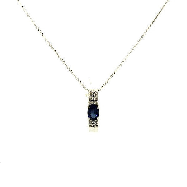 Blue Sapphire And Diamond Double Row Pendant Ad No.0568