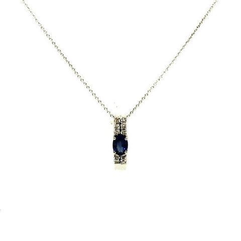 Blue Sapphire And Diamond Double Row Pendant Ad No.0568