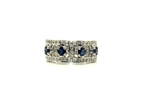 Blue Sapphire & Diamond Band Ring Ad No.0288