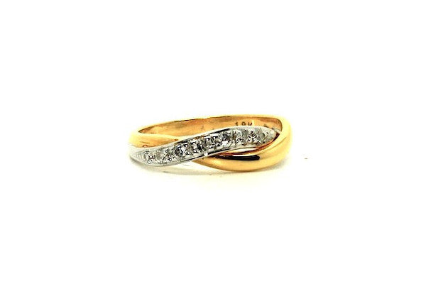 Diamond White & Yellow Gold  Overlap Ring Ad No.1051