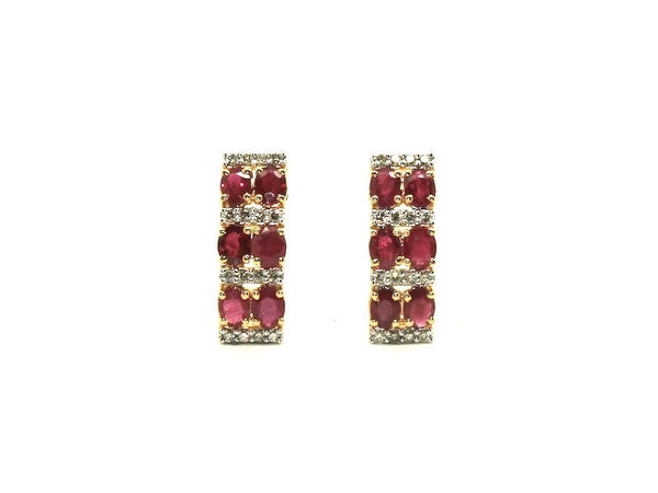 Ruby And Diamond 2row Parallel Earring Ad No.0986