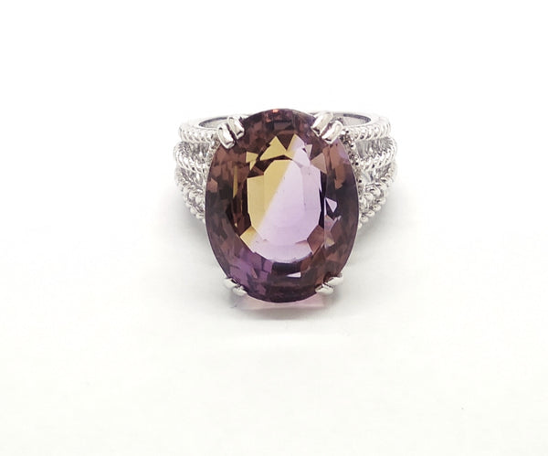 Wheaton Ring with Amethyst and Diamonds SIL-RNG-065