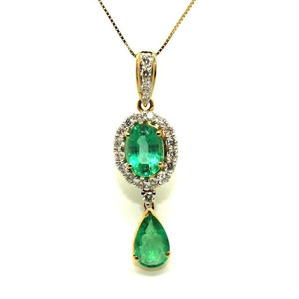 Emerald And Diamond Double Drop Pendant Ad No.0875