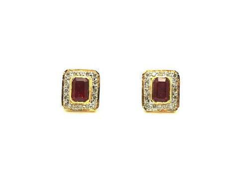 Ruby And Diamond Pave Cluster Earring Ad No. 0166