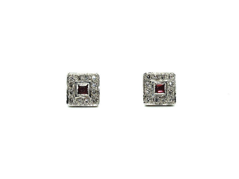 Ruby And Diamond Pave Cluster Earring Ad No. 0169