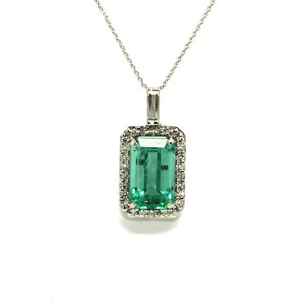 Emerald And Diamond Halo Pendant Ad No.0718